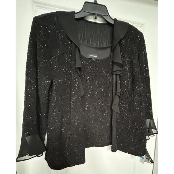 NWT- XL Black R & M Richards Mock Twin Set Women Festive Formal Or Casual Top - Picture 9 of 11